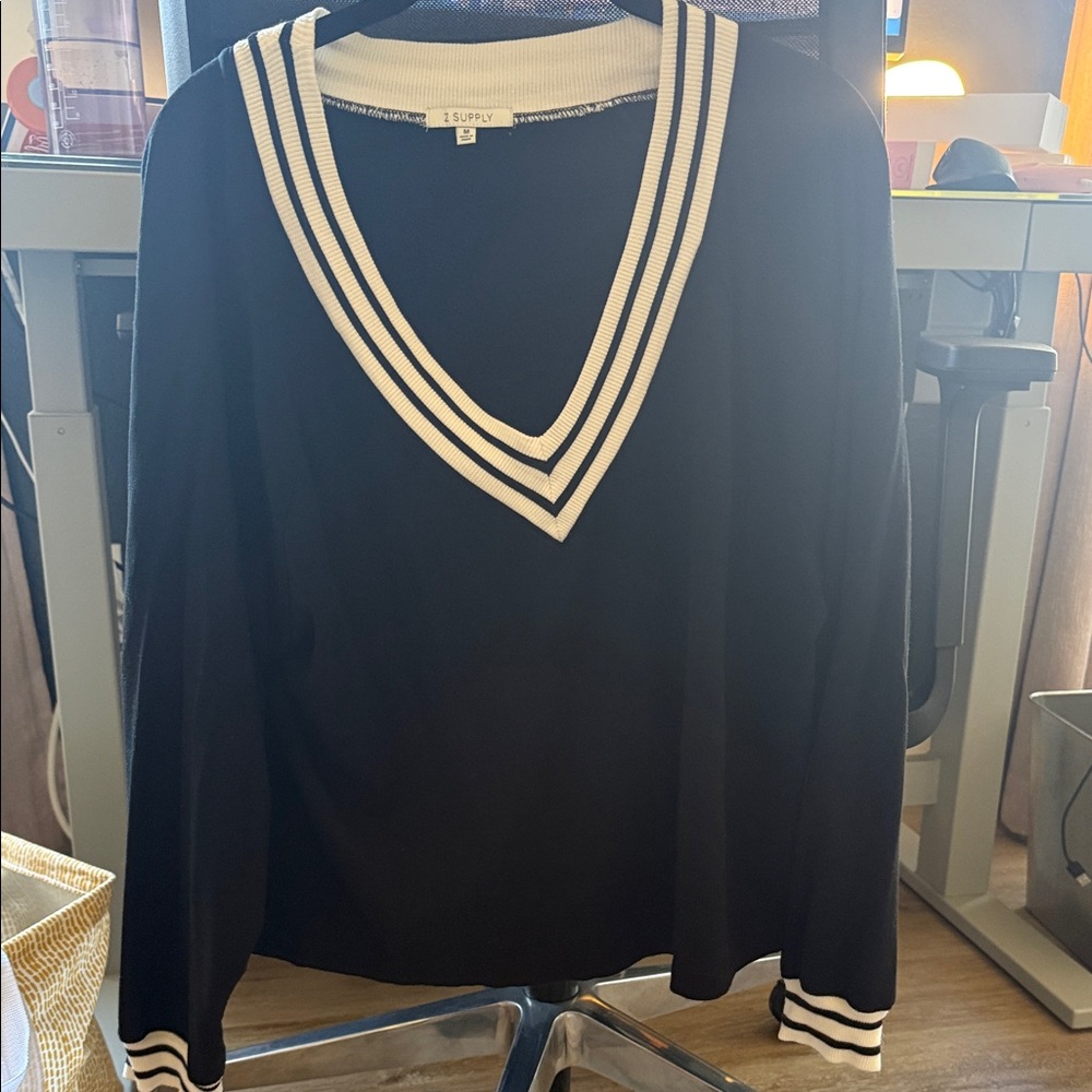 L'Agence Black V-Neck Blouse